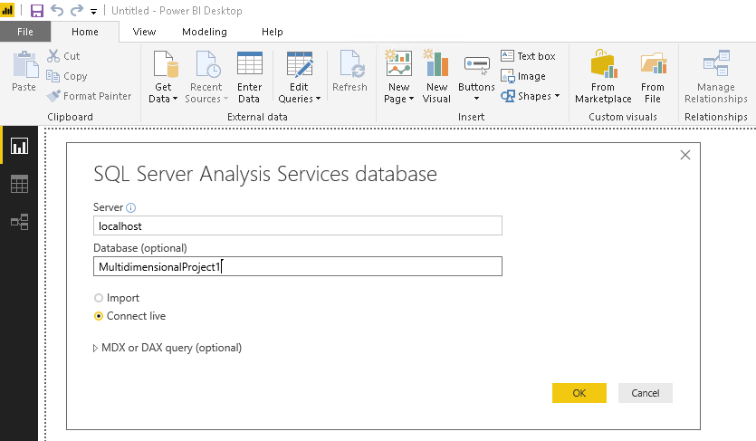 เชื่อมต่อ Microsoft SQL Server Analysis Service ด้วย Power BI Desktop
