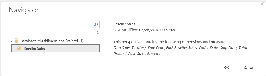 Navigator จะพบ Cube ชื่อ Reseller Sales