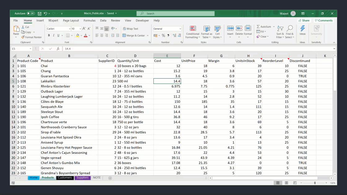 ตัวอย่างการใช้คีย์ลัด (Shortcut key) Ctrl + Spacebar ของโปรแกรม Microsoft Excel